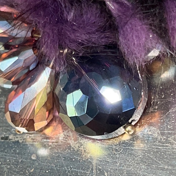 fur hairband with iridescent faceted beads – NWOT main image 5
